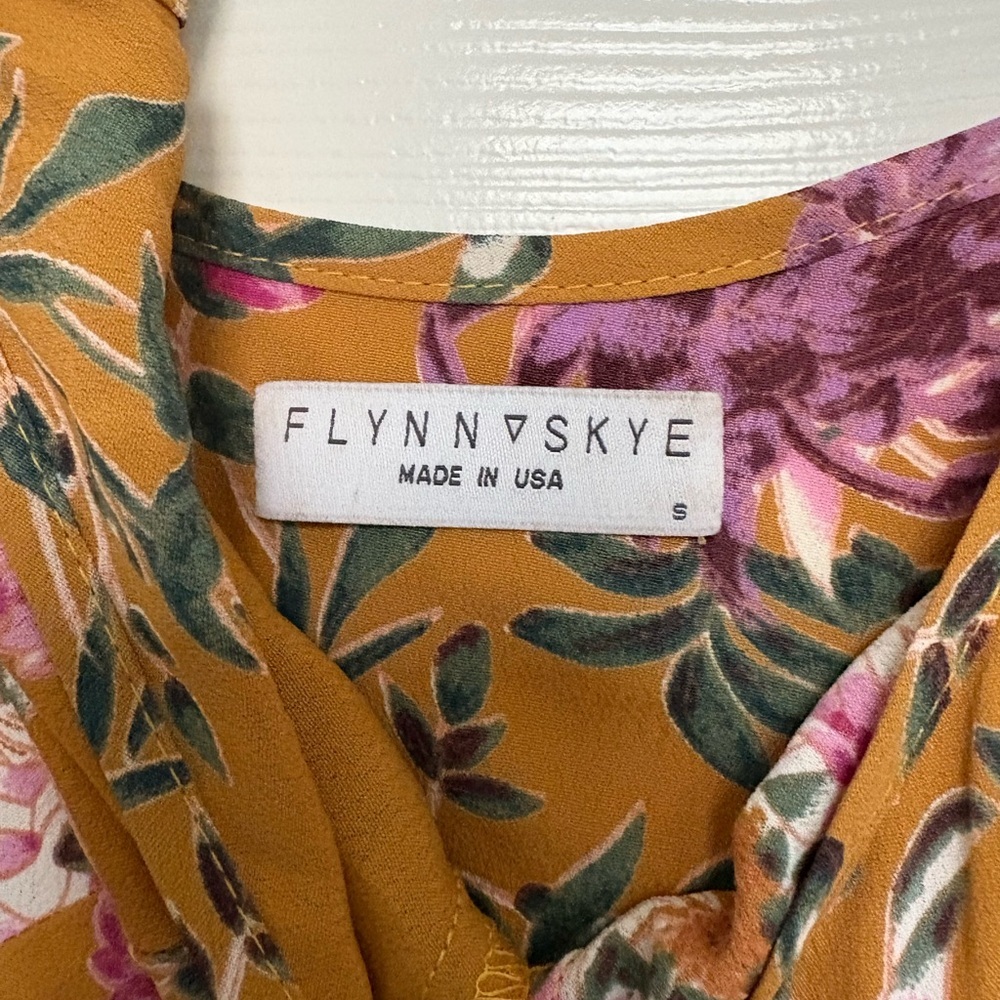 FLYNN SKYE Jeanette Slip Dress Yellow Floral Midi Small - Picture 3 of 4